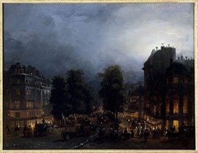Boulevard des Italiens at Nuit, around 1835.