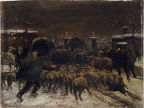 Entry of a herd into Paris, c1889.