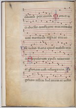 Leaf 6 from an antiphonal fragment (verso), c. 1275.