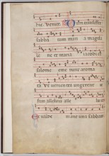 Leaf 2 from an antiphonal fragment (verso), c. 1275.