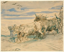 Drover with Oxen Pulling a Cart, 1840/41.