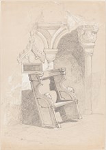 Sketch of Ruined Church Interior with Chair.