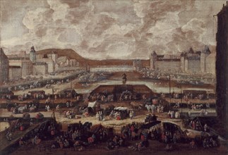 Pont-Neuf, Seine and the Louvre, around 1670.