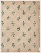 Sheet with dot grid pattern with bouquets, 19th century.