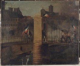 Battle of the Pont d'Arcole in Paris, July 28, 1830.  Creator: Unknown.