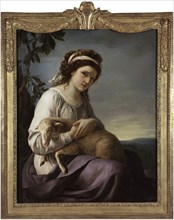 Portrait of a young woman holding a lamb, 1788.