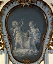 Two cupids making soap bubbles, between 1735 and 1745.