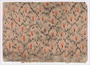 Sheet with pattern of red and black dashes, 19th century.