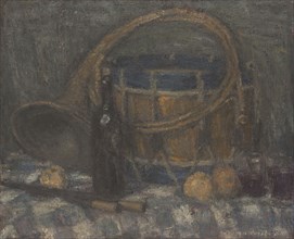 Still life with horn and drum, c1900.