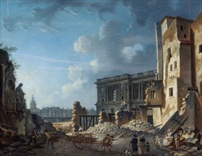 Clearance of the Louvre colonnade, c1755.
