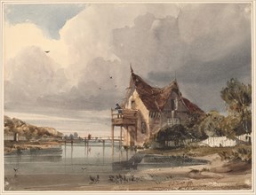 A River and Cottage with White Paling, 1833.