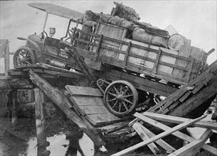 China - Bridge Broken Under American Truck, 1913.