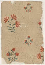 Sheet with overall dot pattern with bouquets, 19th century.