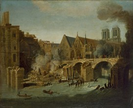Le Petit-Pont, après l'incendie de 1718, 1718.