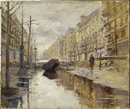 Boulevard Haussmann during the 1910 floods., 1910.