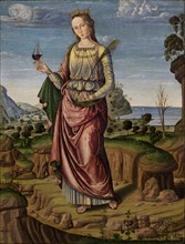 Holy martyr (Saint Ursula?), 1490s. Creator: Santi, Giovanni (ca 1435-1494).