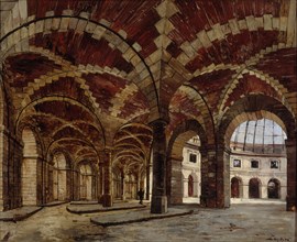 Interior view of the former Halle au Ble, in 1886.