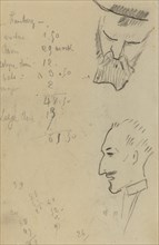 A Bearded Man and a Man in Profile [verso], 1884-1888.