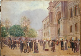Leaving the Salon, at the Palais de l'Industrie, c1890.