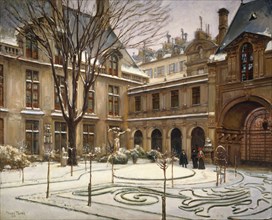 The garden of the Carnavalet museum; snow effect, 1905.