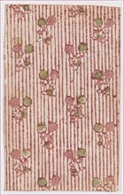 Sheet with overall striped pattern with circles, 19th century.