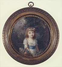 Portrait of a little girl in a park, c1785.