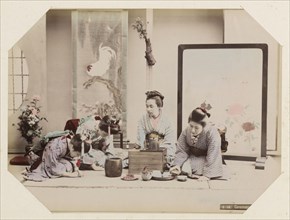 Japanese women during tea ceremony, Between 1870 and 1890. Private Collection.