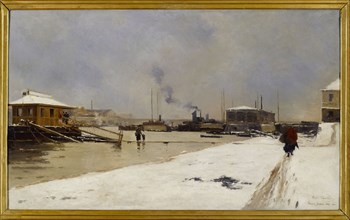Lower port of Pont de Tolbiac, during the flood, 1887.