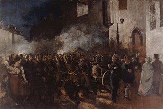 Pompiers courant à un incendie, between 1850 and 1851.