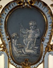 Two poets, a lyre, and a laurel wreath, between 1735 and 1745.