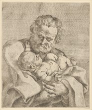 Saint Joseph holding the infant Christ, after Reni, 17th century.