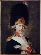 Portrait of a grenadier holding a ticket in his hand, c1791.