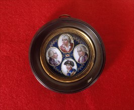 Effigy medallion of Le Peletier, Marat, Chalier and Bara, 1793.