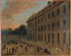 Recreation for prisoners in Saint-Lazare: the ball game, c1794.