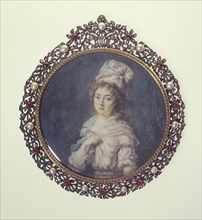 Young woman in a white headscarf, between 1790 and 1800.