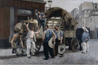 Porteurs de farine, scène parisienne, 1885.