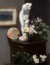 Still Life with Torso and Flowers, 1874. Found in the collection of the Göteborg Konstmuseum.