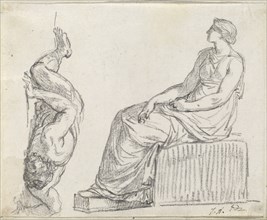 Seated Woman and Man Sprawling on the Ground, 1775/80.