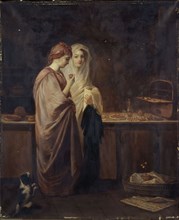 Two elegant women in a pastry shop, between 1801 and 1900.