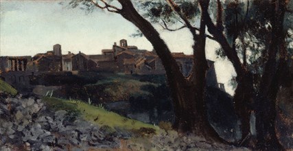 Paysage d'Italie. Village au crépuscule, c.1859 — 1860.