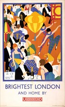 Brightest London and home by Underground , 1924. Private Collection.