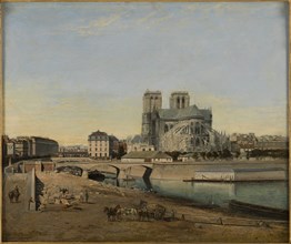 The apse of Notre-Dame, seen from Quai de la Tournelle, 1860.