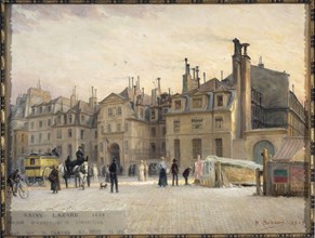 Facade of Saint-Lazare prison, rue du Faubourg Saint-Denis, 1903.