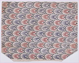 Sheet with overall pattern of pointed shapes within ovals, 19th century.