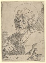 Saint Luke holding a paint brush and palette, after Reni (?), 1600-1650.