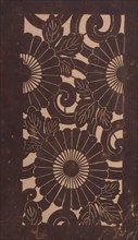 Katagami stencil with images of chrysanthemums, between 1900 and 1952.
