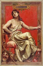 Portrait of Julia Bartet (1854-1941), in allegory of comedy, 1885.