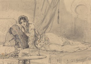 A Middle Eastern Woman Reclining in an Exotic Setting, 1844.