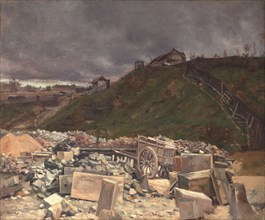 Laying cobblestones in Montmartre (landscape with a cart), 1889.