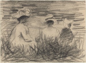 Three Figures Seated in a Meadow, Seen from the Back, late 19th century.